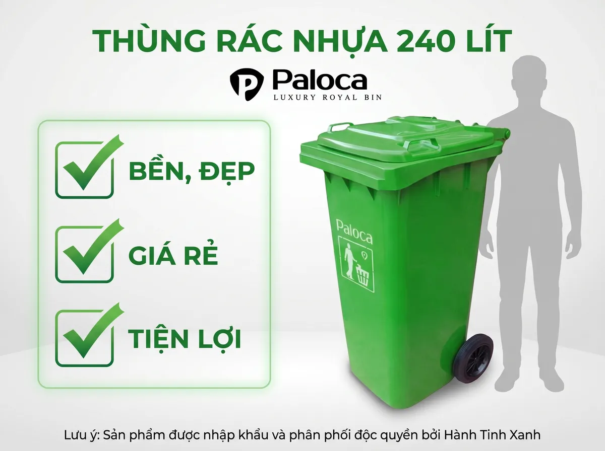 Thùng rác nhựa 240l bền đẹp chất lượng cao