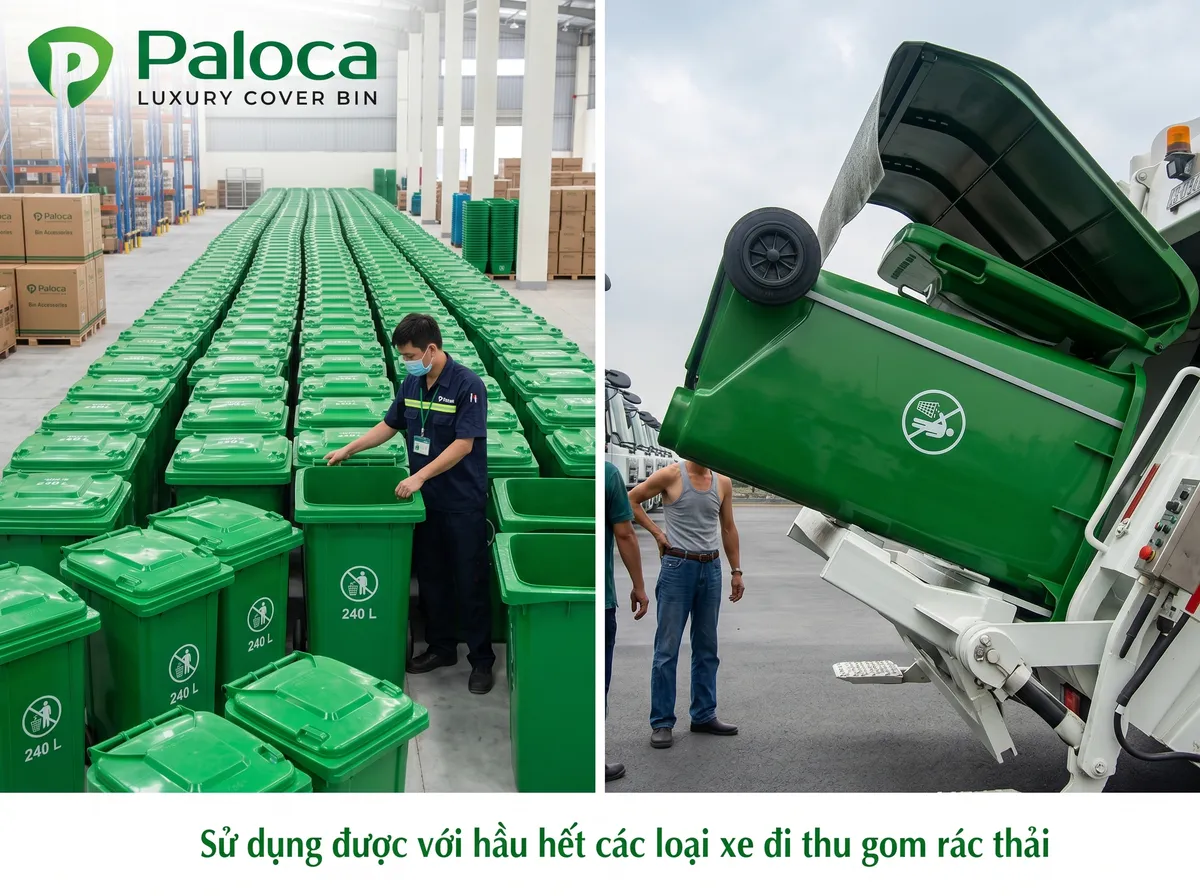 hình ảnh thùng rác nhựa 240l đáp ứng như cầu trong công việc