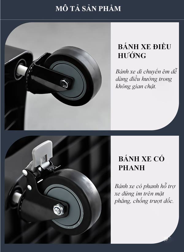 Hệ thống bánh xe linh hoạt trên xe đẩy