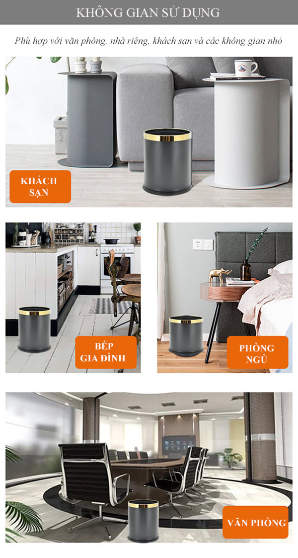 Thùng rác không nắp sử dụng ở nhiều không gian