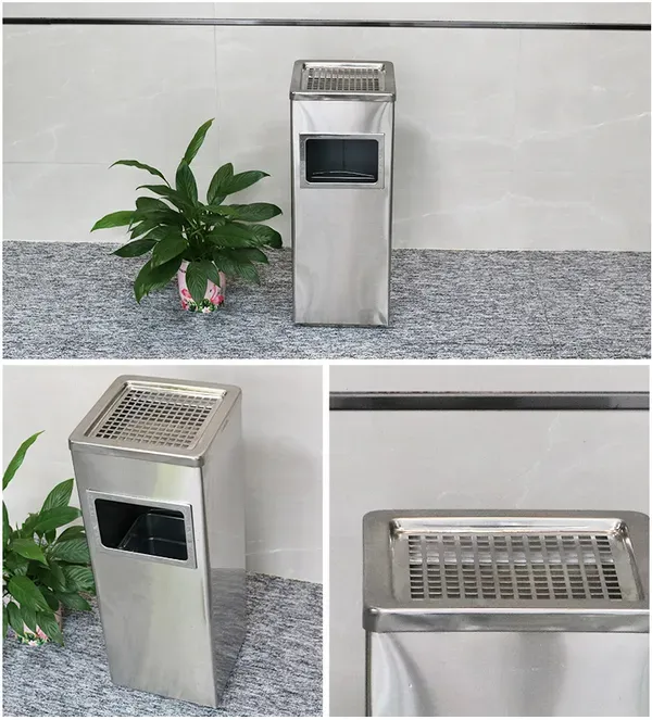 Thùng rác inox có gạt tàn