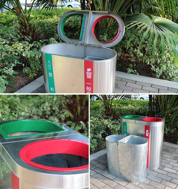Thùng rác bền chắc nên dùng được cả trong nhà, ngoài trời