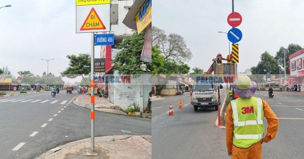 Quy định khi lắp biển báo giao thông tạm thời