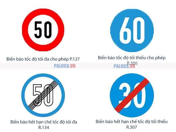 Tốc độ tối thiểu được ghi chính giữa biển tròn thông báo tốc độ tối thiểu