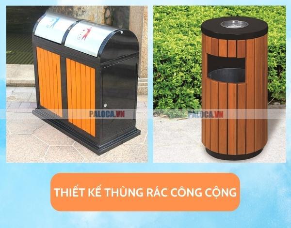 Thùng rác công cộng thường có kiểu thiết kế có nắp và không có nắp