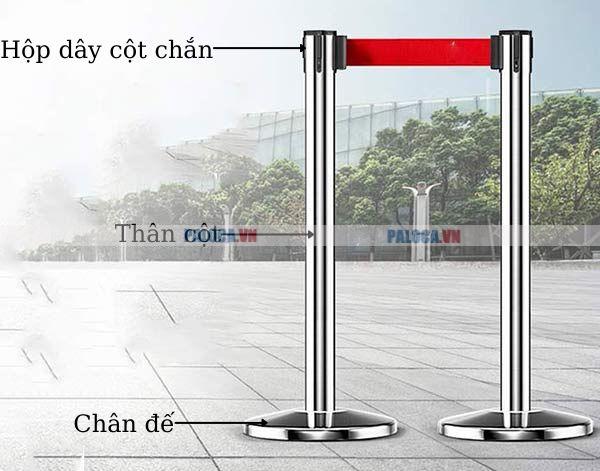 Cấu tạo cột chắn dây căng: Gồm 3 bộ phận chính như hình