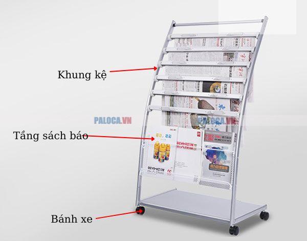 Khám phá cấu tạo giá đa năng để sách báo có bánh xe