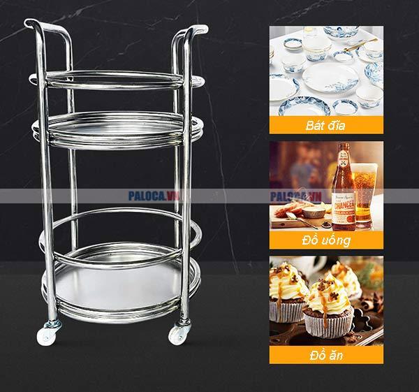 Xe đẩy phục vụ rượu, bàn ăn bằng inox