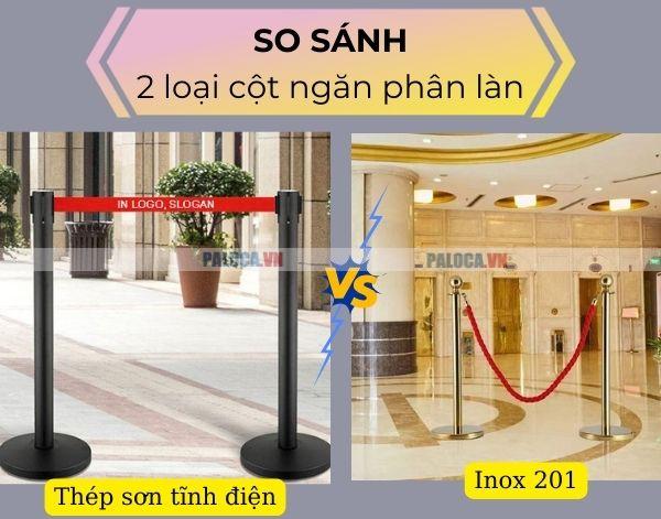 Nên dùng loại cột ngăn phân làn inox hay thép?