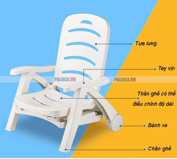 Các bộ phận của ghế tắm nắng hồ bơi xếp gọn 