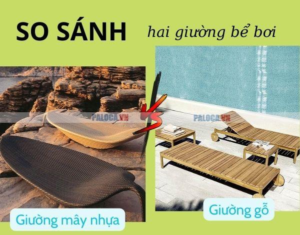 So sánh giường bể bơi bằng gỗ và mây nhựa