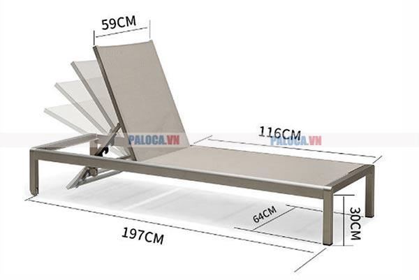 Tham khảo kích thước giường tắm nắng vải lưới đơn