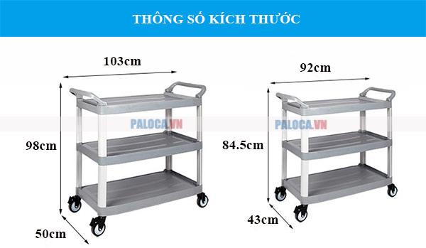 Cùng 1 mẫu xe nhựa đẩy thức ăn có tới 2 kích thước 