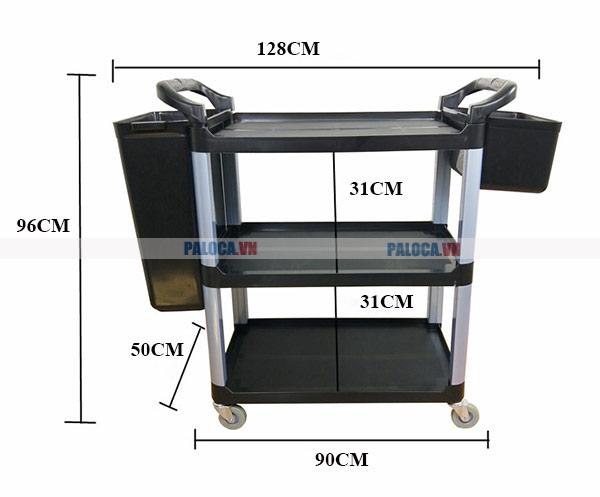 Kích thước xe đẩy thức ăn dọn bàn nhựa