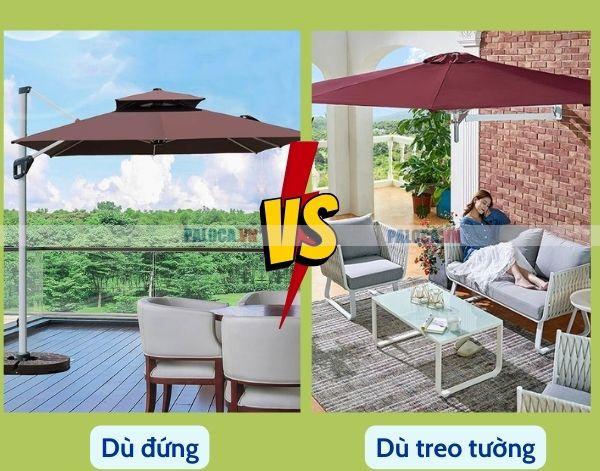 So sánh ô dù treo tường và dáng đứng