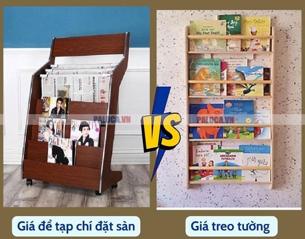 Kệ tạp chí đặt sàn và giá sách treo tường