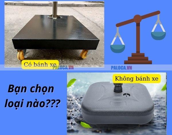 So sánh chân đế ô không có bánh xe và có bánh xe