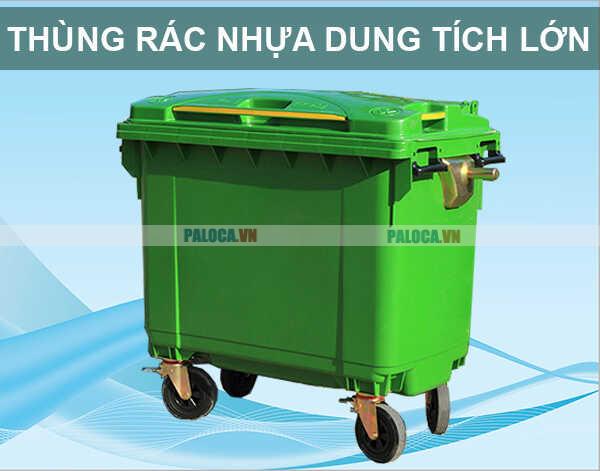 Thùng rác nhựa dung tích lớn có bánh xe