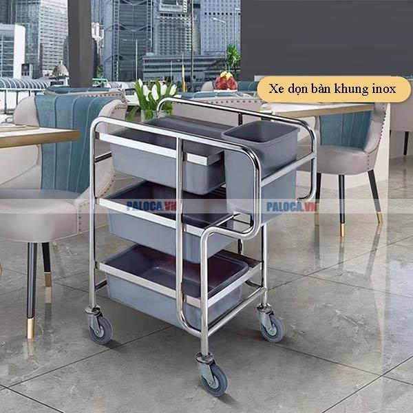 Xe dọn bát đĩa khung inox có tuổi thọ bền nhất