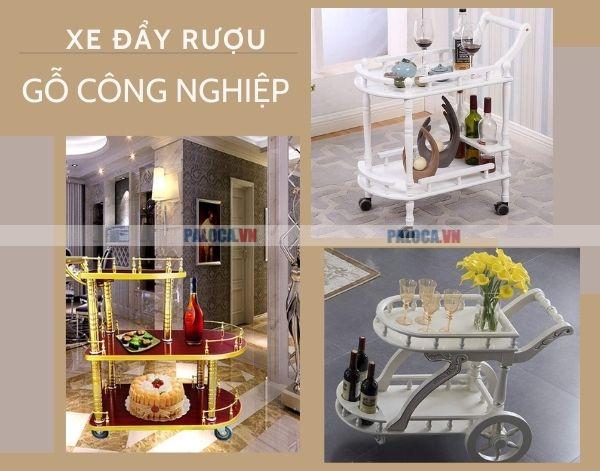 Xe đẩy rượu sản xuất từ gỗ công nghiệp có giá phải chăng