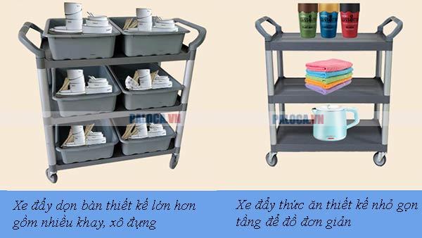 Sự khác biệt trong thiết kế của 2 loại xe phục vụ bàn