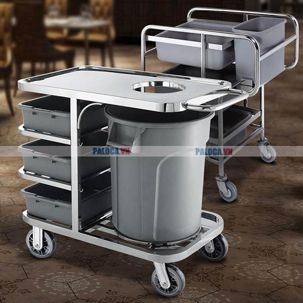 Xe dọn đồ nhà hàng khung inox