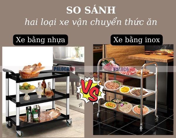 Cùng so sánh xe đẩy đồ ăn bằng nhựa và inox